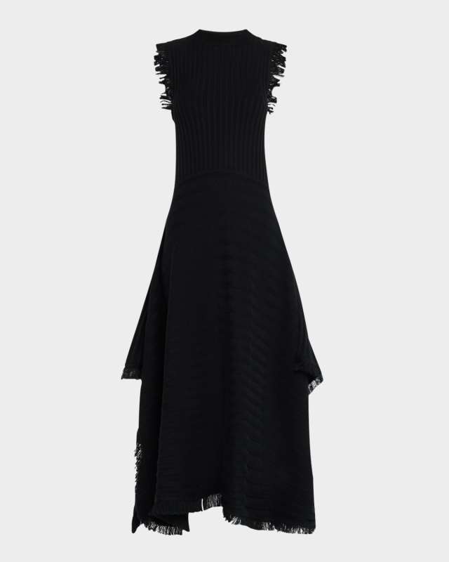 Hanna Ribbed Fringe-Trim Maxi Dress